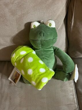 Snugly Baby Plush Frog 11.5in and Blanket 30inx30in
